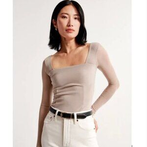 Abercrombie & Fitch - Long-Sleeve Crepe Squareneck Top